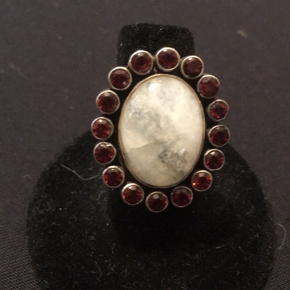 Jewelry - Moonstone and garnet ring in sterling